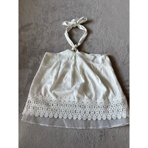 Gianni Bini Halter‎ Top Lace Trim Sleeveless White Casual Size M